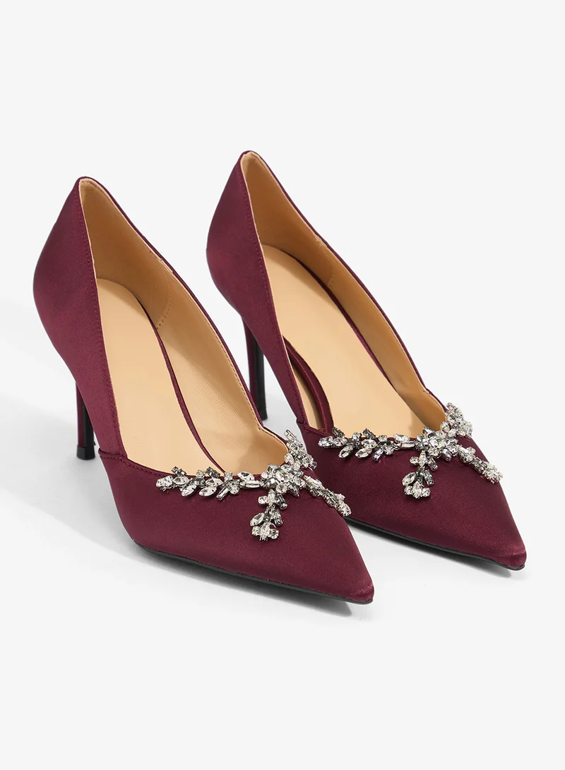 Ella Limited Edition Diamonte Embellished Bow Mid Heel Pump